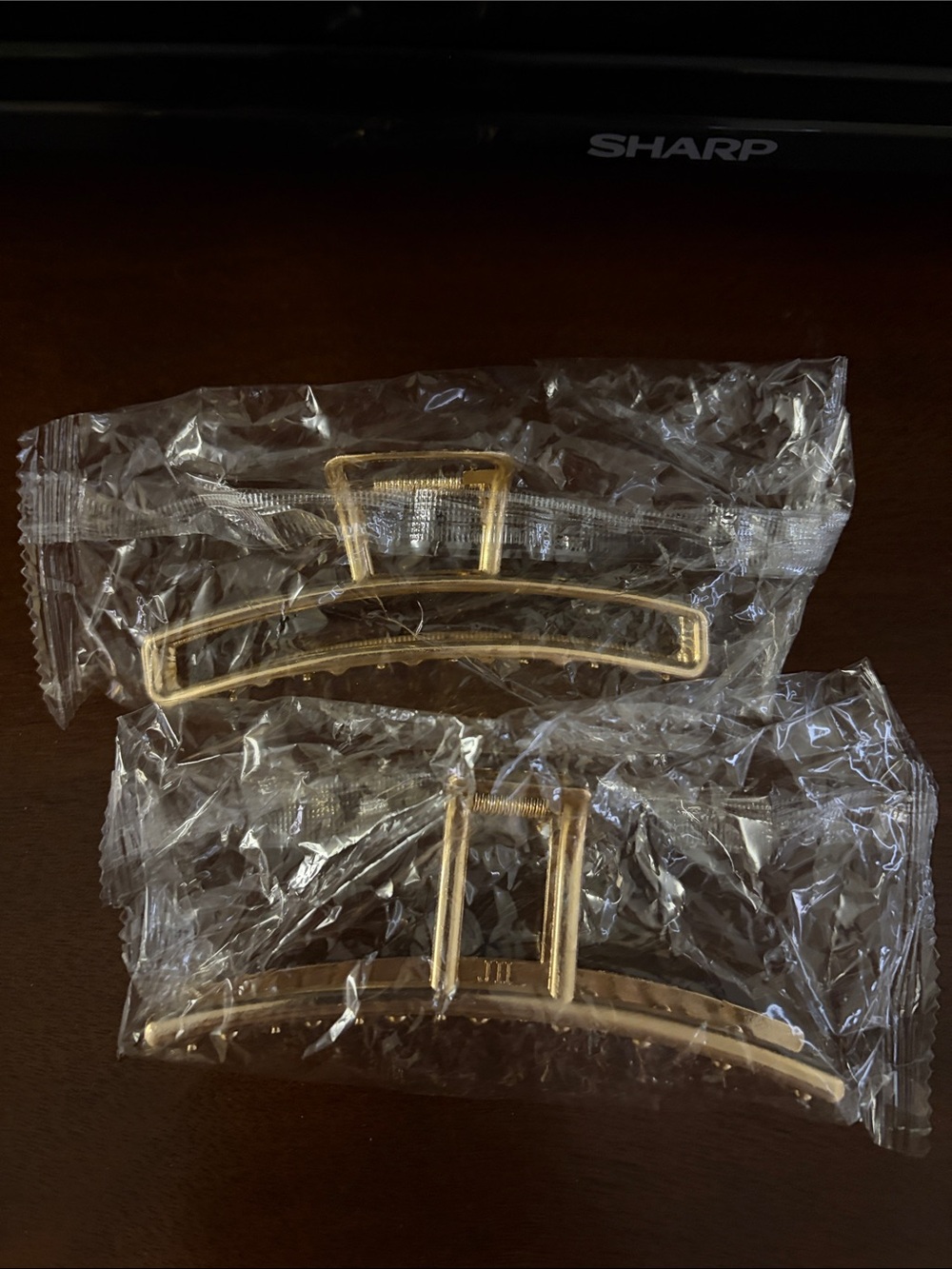 NWOT Gold Metal Hair Claw Clips - Set of 2